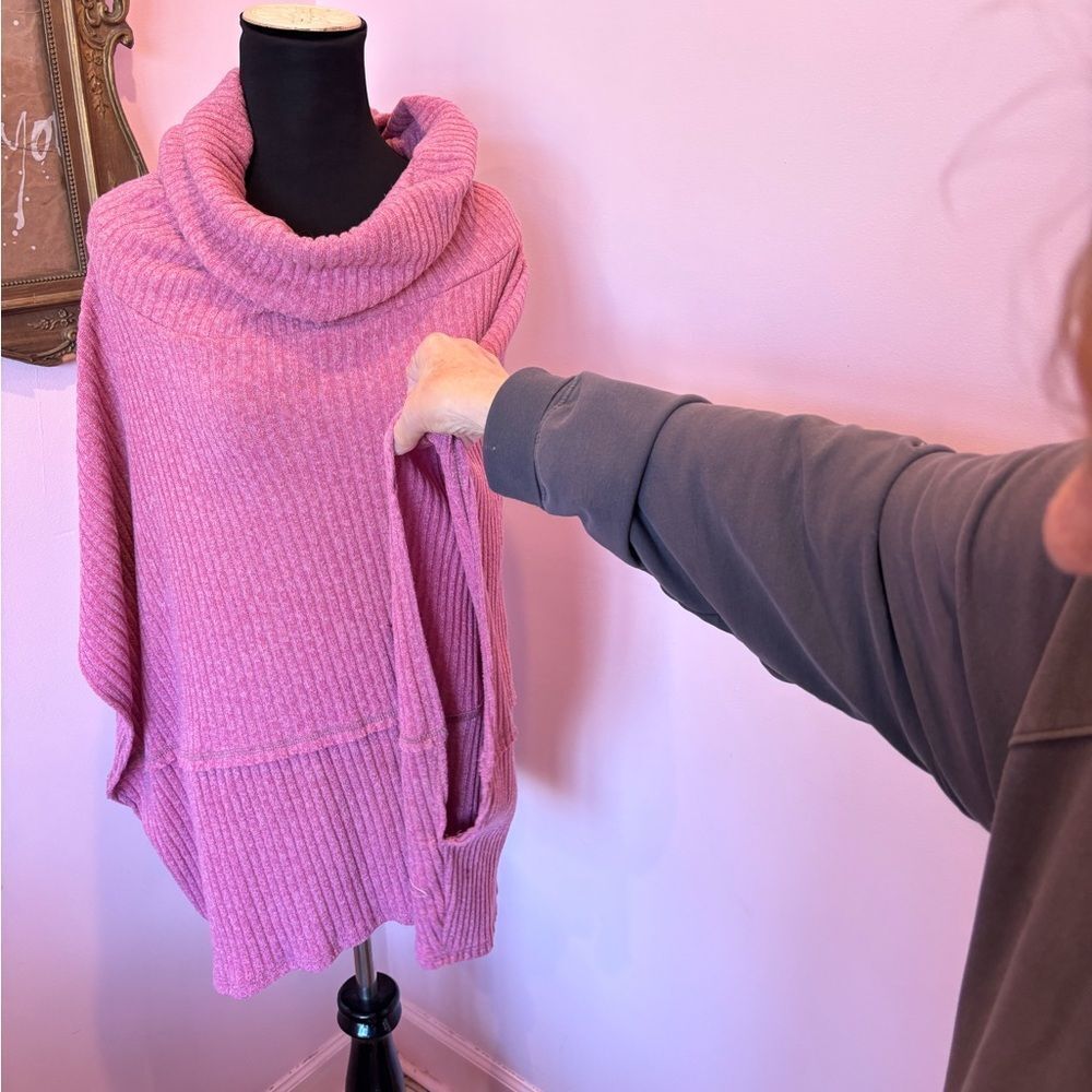 Anthropologie Easel Pink Cowl Neck Bat Sleeve Sweater - Picture 6 of 9